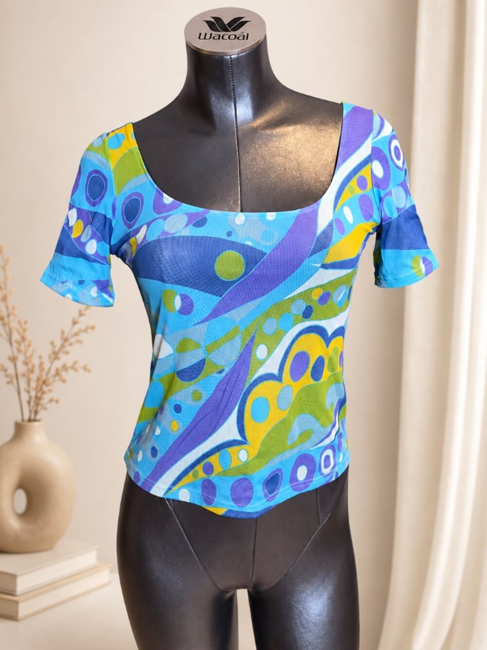 Stunning Cosabella Made in Italy Y2K Sheer Mesh Abstract Print Top Size M